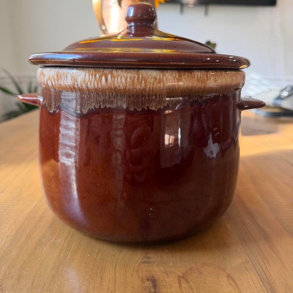 Vintage McCoy Pottery Brown Drip Glaze 4 Qt Crock w/ Lid 0121 Cottagecore